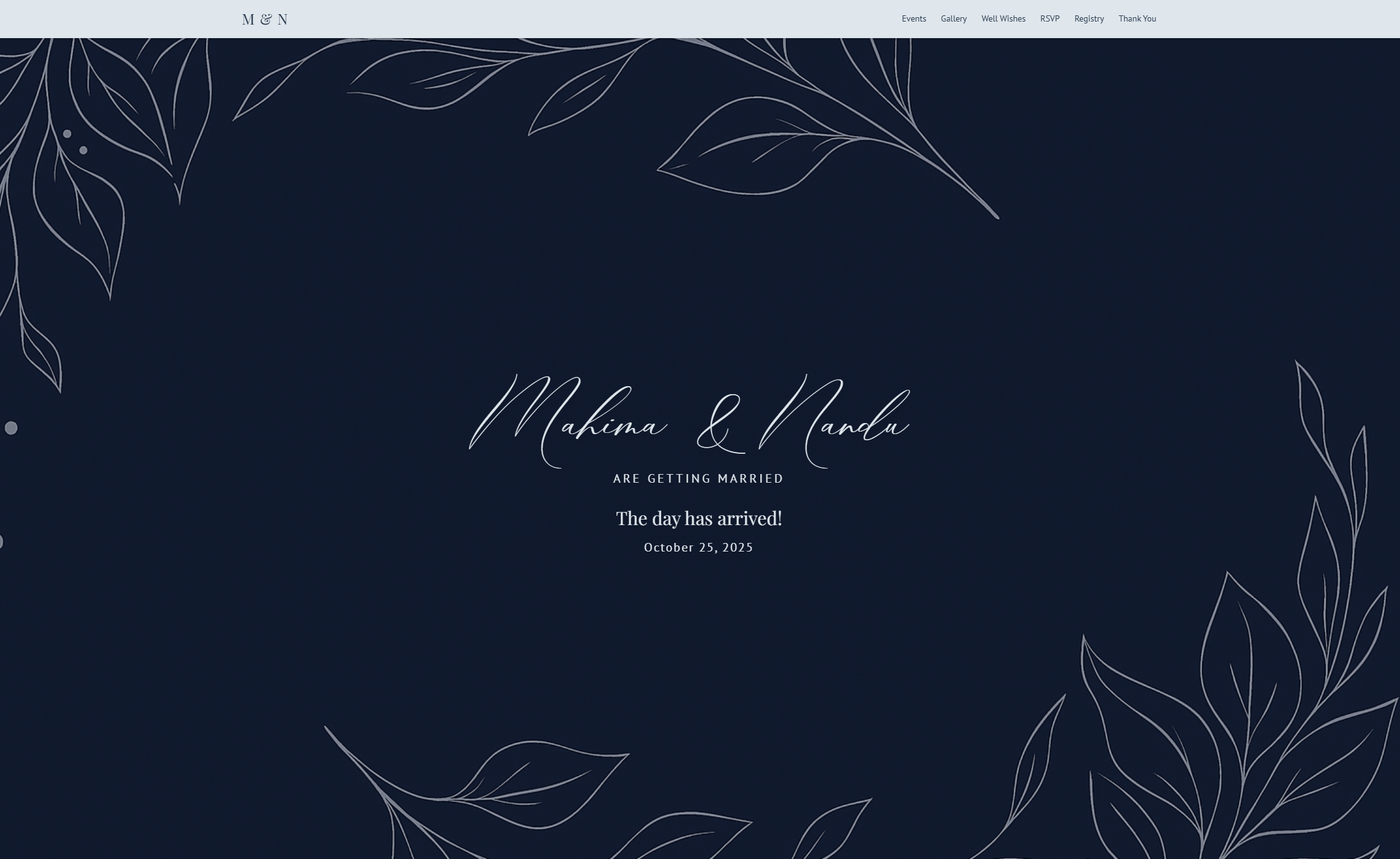 Desktop preview for Mahima & Nandu's wedding website
